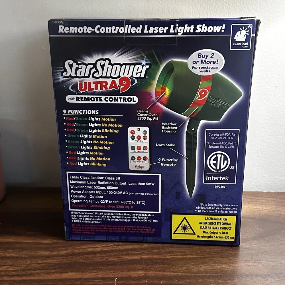 Star Shower Ultra 9 Outdoor Holiday Laser Light Show AS SEEN ON TV‎ 9 Modes NEW